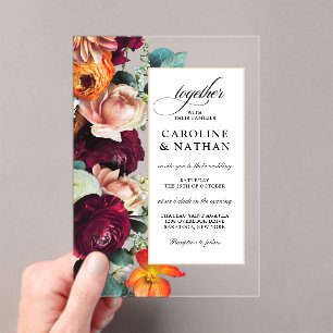 Invitations En Acrylique Mariage floral romantique d'automne frais