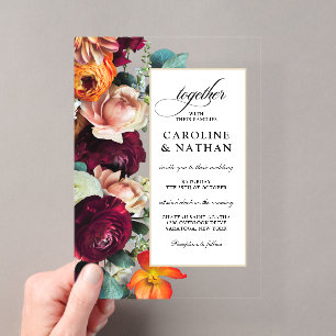 Invitations En Acrylique Mariage Floral Romantique de Fraîcheur Automnale