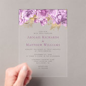 Invitations En Acrylique Mariage floral romantique Lilac Gold (In situ (ordinateur de poche))