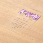 Invitations En Acrylique Mariage floral romantique Lilac Gold (Poser)