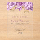 Invitations En Acrylique Mariage floral romantique Lilac Gold (Recto)
