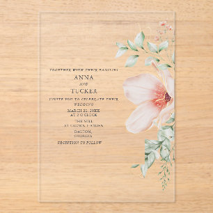 Invitations En Acrylique Mariage Floral Rose