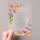 Invitations En Acrylique Mariage floral rose et orange (In situ (ordinateur de poche))