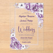 Invitations En Acrylique Mariage floral rose moderne (Recto)