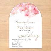 Invitations En Acrylique Mariage floral rose orchidée (Recto)