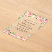 Invitations En Acrylique Mariage Floral Rose Pâle (Poser)