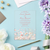 Invitations En Acrylique Mariage floral rose rose rose fleur sauvage (Insitu (Mariage))