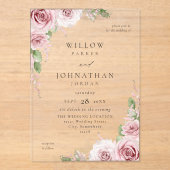 Invitations En Acrylique Mariage floral rose vif V2 (Recto)