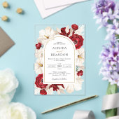 Invitations En Acrylique Mariage floral rouge rubis et blanc (Insitu (Mariage))