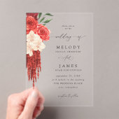 Invitations En Acrylique Mariage Floral rouge V2 (In situ (ordinateur de poche))
