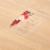 Invitations En Acrylique Mariage Floral rouge V2 (Poser)