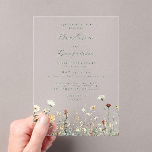 Invitations En Acrylique Mariage floral rustique (In situ (ordinateur de poche))