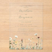 Invitations En Acrylique Mariage floral rustique (Recto)