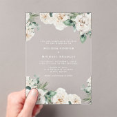Invitations En Acrylique Mariage floral rustique blanc aquarelle (In situ (ordinateur de poche))