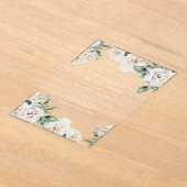 Invitations En Acrylique Mariage floral rustique blanc aquarelle (Poser)