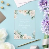 Invitations En Acrylique Mariage floral rustique blanc aquarelle (Insitu (Mariage))