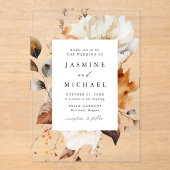 Invitations En Acrylique Mariage floral rustique d'automne (Recto)