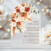 Invitations En Acrylique Mariage Floral Terracotta Rustique Pampa Arch