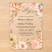 Invitations En Acrylique Mariage Floral Terrien d'Automne (Recto)