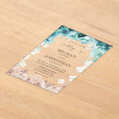 Invitations En Acrylique Mariage floral turquoise et rose pâle (Poser)