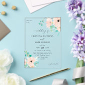 Invitations En Acrylique Mariage Floral Vert Menthe et Rose (Insitu (Mariage))