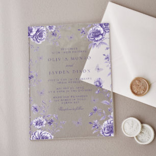 Invitations En Acrylique Mariage floral Vintage enchanté