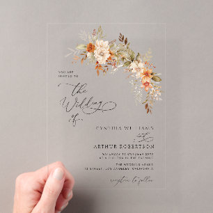 Invitations En Acrylique Mariage florales automne