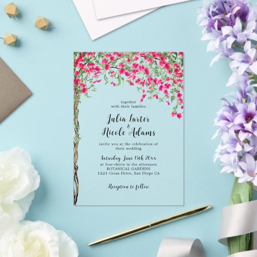 Invitations En Acrylique Mariage forestier tropical des Bougainvilliers ros (Insitu (Mariage))