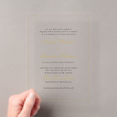 Invitations En Acrylique Mariage Formel Classique Noir & Or Bordure Script (In situ (ordinateur de poche))
