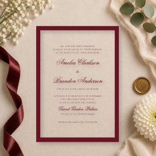 Invitations En Acrylique Mariage Formel Classique Profond Bordure Script Bu