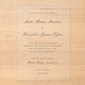 Invitations En Acrylique Mariage Formel Élégant (Recto)