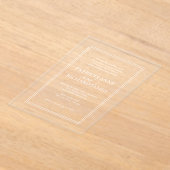 Invitations En Acrylique Mariage Formel Élégant Simple (Poser)