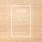 Invitations En Acrylique Mariage Formel Élégant Simple (Recto)