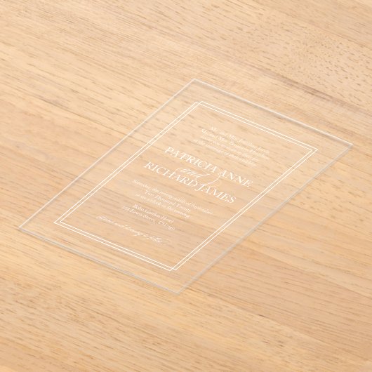 Invitations En Acrylique Mariage formel simple et élégant (Poser)