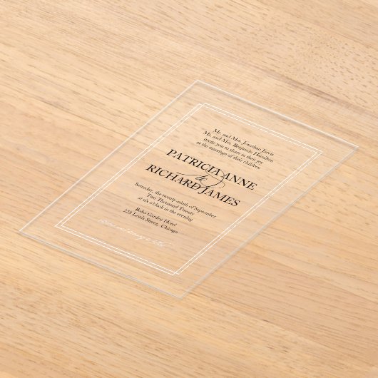 Invitations En Acrylique Mariage formel simple et élégant (Poser)