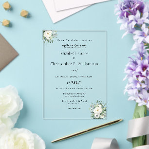 Invitations En Acrylique Mariage Formel Traditionnel de Floraison de Verdur