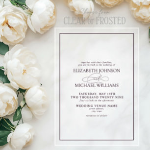 Invitations En Acrylique Mariage Formel Violet Classique Script