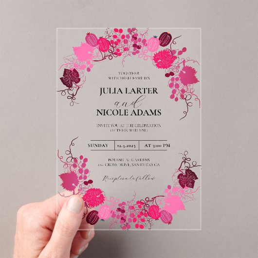 Invitations En Acrylique Mariage Français Kissed Sweet Berry Raisins (In situ (ordinateur de poche))