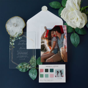 Invitations En Acrylique Mariage géométrique botanique moderne