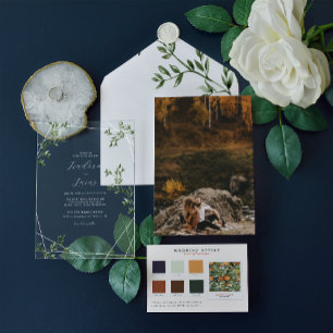 Invitations En Acrylique Mariage Géométrique Botanique Moderne   Acrylique 