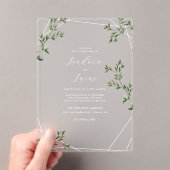 Invitations En Acrylique Mariage géométrique botanique moderne | Givré (In situ (ordinateur de poche))