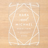Invitations En Acrylique Mariage géométrique moderne (Recto)
