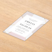 Invitations En Acrylique Mariage géométrique moderne Blush et Gold Foil (Poser)