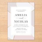 Invitations En Acrylique Mariage géométrique moderne Blush et Gold Foil (Recto)