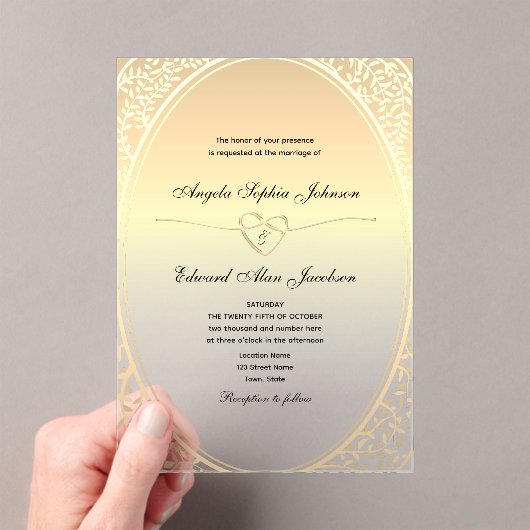 Invitations En Acrylique Mariage Gold de luxe (In situ (ordinateur de poche))