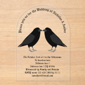 Invitations En Acrylique Mariage gothique Baiser Ravens Personnalisé (Recto)