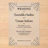Invitations En Acrylique Mariage gothique noir et blanc (Recto)