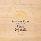 Invitations En Acrylique Mariage graphique de tournesol jaune Enregistrer l (Recto)