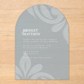 Invitations En Acrylique Mariage gris Cadet Damask Classique (Recto)