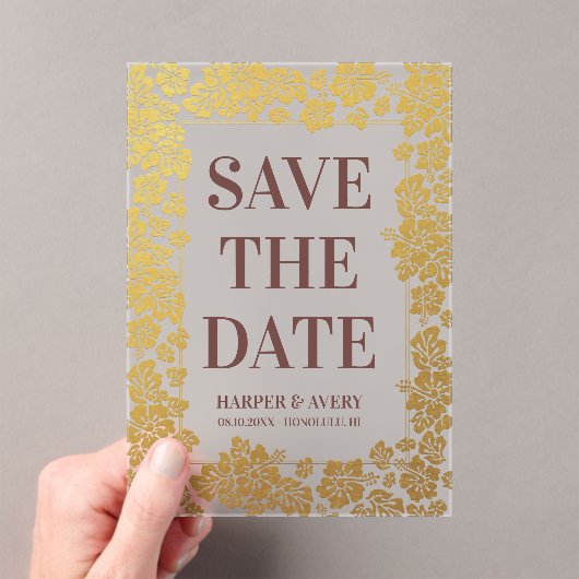 Invitations En Acrylique Mariage Hawaii Enregistrer La Date (In situ (ordinateur de poche))
